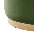 Modway Tilden Large 23" Round Performance Velvet Upholstered Ottoman - Moss Green/Natural-Weight Capacity: 506 lbs.