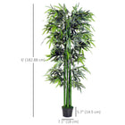 Outsunny 6' Artificial Bamboo Tree in Pot - Green-PE moss and cement soil are included that makes it more stable and real 