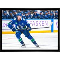 Quinn Hughes Vancouver Canucks - Framed Canvas - 31" x 22"-Premium canvas print with gallery-wrapped edges