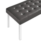 Modway Loft Tufted Vegan Leather Bench - Silver/Grey-Weight Capacity: 660 lbs.