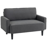 HOMCOM Loveseat Sofa - Dark Grey-Seamless integrated seat and backrest for optimal comfort