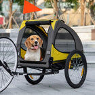 Aosom Pet Bike Trailer with Hitch Coupler for Medium Dogs - Yellow-Mesh windows keep the area ventilated and allow pets to look outside 
