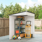 Outsunny 4' x 6' Steel Garden Storage Shed with Lockable Door & 2 Air Vents for Backyard - Dark Grey-Lock-on door ensures security for the storage house, with lock and keys included
