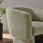Modway Muse Boucle Fabric Barrel Accent Chair - Cork-Non-Marking Floor Glides