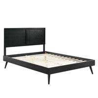 Modway Marlee Wood Queen Platform Bed with Splayed Legs - Black-Queen Platform Bed Frame