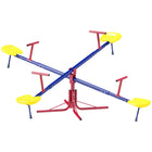 Outsunny Metal Kids 4-Seat Seesaw - Multicoloured-Heavy-duty metal frame in powder coating, built for years of enjoyment 