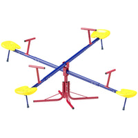 Outsunny Metal Kids 4-Seat Seesaw - Multicoloured-Heavy-duty metal frame in powder coating, built for years of enjoyment 