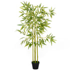Outsunny 4' Artificial Bamboo Tree for Indoor Decoration - Green-Beautiful artificial bamboo design plant 