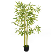 Outsunny 4' Artificial Bamboo Tree for Indoor Decoration - Green-Beautiful artificial bamboo design plant 