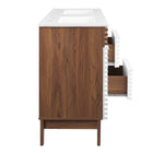 Modway Render 48" Double Sink Bathroom Vanity - White/Walnut/White-Ceramic Double Sink Basin