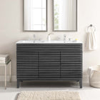 Modway Render 48" Double Sink Bathroom Vanity - Charcoal/White-Walnut Grain Vanity