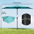 Outsunny Half-Round Patio Umbrella with Crank and Vent - 9.8' - Light Blue-Top vent to reduce the situation of being overturned by wind