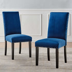 Modway Parcel Performance Velvet Dining Side Chairs - Navy - 2 Pack-Nailhead Trim Accents