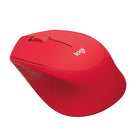 Logitech M280 Wireless Mouse - 3 Buttons - Red-All-day Comfort: This sculpted, right-handed Logitech wireless mouse guides your hand to a natural position allowing you to work comfortably for hours