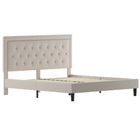 Flash Furniture Roxbury King Size Tufted Upholstered Platform Bed - Beige Fabric-Panel Headboard