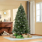 HOMCOM 7' Snow-Flocked Artificial Christmas Pine Tree with Pinecones - Green-Realistic plastic branches, outside tips contain our unique injection molding technology to create a more life-like look, some tips are pine-shape 