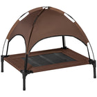 PawHut Elevated Cooling Pet Bed with Canopy for Medium Dogs - Coffee-Elevated off the ground for comfort and to allow airflow on all sides 