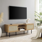 Modway Cambria 60" TV Stand - Oak-Rattan Weave
