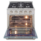 Kucht 30" KNG Series Pro Style Propane Gas Range - Stainless Steel/Light Blue-Electronic ignition with auto re-ignition reduces the risk of gas leaks for enhanced safety