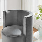 Modway Della Performance Velvet Fabric Swivel Chair - Grey-Powder-Coated Iron Swivel Base