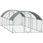 PawHut Galvanized Large Metal Chicken Coop Cage  - 9.2' × 31.2' × 6.5'-Shady roof keeps pets cool, dry, comfortable, and protected from the rain and UV rays
