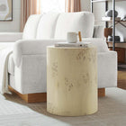 Modway Cosmos 16" Round Burl Wood Side Table - Bleached Burl-MDF and Burl Wood Veneer