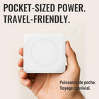 Uncaged Ergonomics 7-in-1 10,000 mAh Magnetic Wireless Charging Portable Power Bank - White-Dual Kickstand: easily view and use your phone while charging hands-free.