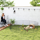 PawHut 24" H Foldable 12 Panel Metal Exercise Pet Playpen - Black-Double lock door for convenient entry/exist and ensures great safety 