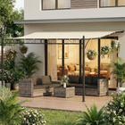 Outsunny 11.5 ft W x 8.2 ft L Outdoor Pergola - Lean to Pergola - Cream White-Includes 16 drainage holes to prevent water accumulation during rainy days
