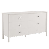 Modway Emmeline Scalloped 6-Drawer Dresser - White-Scalloped Edge Detail