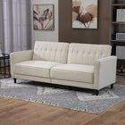 HOMCOM Modern Convertible Sofa Bed - Beige-The pocket spring system provides a more stretchy and bouncy sitting experience