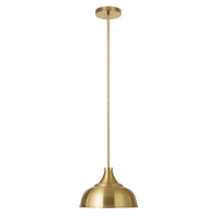 Hudson&Canal Mackenzie 10.75" Wide Pendant with Metal Shade - Brass/Brass-Industrial design for your entryway, foyer, or kitchen