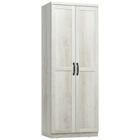 HOMCOM 63" H Kitchen Pantry Cabinet with Doors and Adjustable Shelves - Distressed White-5-tier shelf provides lots of space for pots and pans, dry goods or appliances 