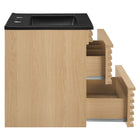 Modway Render 24" Wall-Mount Bathroom Vanity - Oak/Black-Ceramic Sink Basin