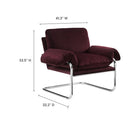 Modway Ansel Performance Velvet Accent Chair - Mulberry-Polished Stainless Steel Frame