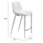 Zuo Magnus Counter Stool - White/Silver - Set of 2-7