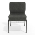Flash Furniture HERCULES Series 21"W Church Chair with Book Rack & Silver Vein Frame - Dark Grey Fabric-16 Gauge Steel Frame