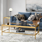 Hudson&Canal Alexis 54"W Rectangular Coffee Table - Brass-Handcrafted brass finish is applied to the steel frame