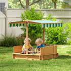 Outsunny Covered Sandbox with Lid & Adjustable Canopy - Light Brown-Lower the roof all the way to create a lid 