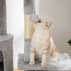 PawHut 94" - 102" Floor-To-Ceiling Huge Cat Tree Tower - Light Grey-Space-saving design for any area in your home 
