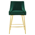 Modway Discern Performance Velvet Counter Stool - Green-Non-Marking Foot Pads