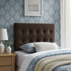 Modway Emily Stain-Resistant Performance Velvet Twin Size Headboard - Chocolate Brown-Wood Blend Frame