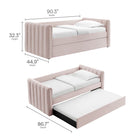 Modway Veyla Channel Tufted Performance Velvet Twin Daybed with Trundle - Pink-10