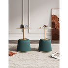 Manhattan Comfort Anderson 15.75" Modern Leatherette Upholstered End Table - Green - Set of 2-Beautiful Round Gold Steel Table Top