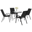 Outsunny 5 Pieces Patio Dining Set - 4 Seater Garden Furniture - Black-Six-piece outdoor dining set: comes with a round table, four folding chairs and a parasol