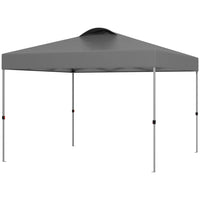 Outsunny 10 ft W x 10 ft L Pop Up Canopy Tent with Airy Top Vent and Bag - Grey-10'x10' pop-up tent canopy comfortably fits a group
