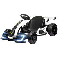 Aosom Kids 24V Battery Powered Go Kart with Adjustable Seat - White-Reach a maximum speed of 7.5 mph (12 km/h) 