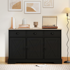 HOMCOM 46.5" Farmhouse Sideboard Buffet Cabinet with Barn Doors & Drawers - Black-Works as TV stand, coffee bar cabinet, living room cabinet, dining buffet or entryway cabinet