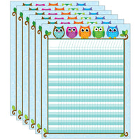 Carson Dellosa Colorful Owls Incentive Chart - 6 Pack-Enough space for multiple assignments or goals