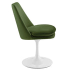Modway Lippa Swivel Dining Performance Velvet Side Chair - White Moss Green-Plastic Rubber Ring for Floor Protection